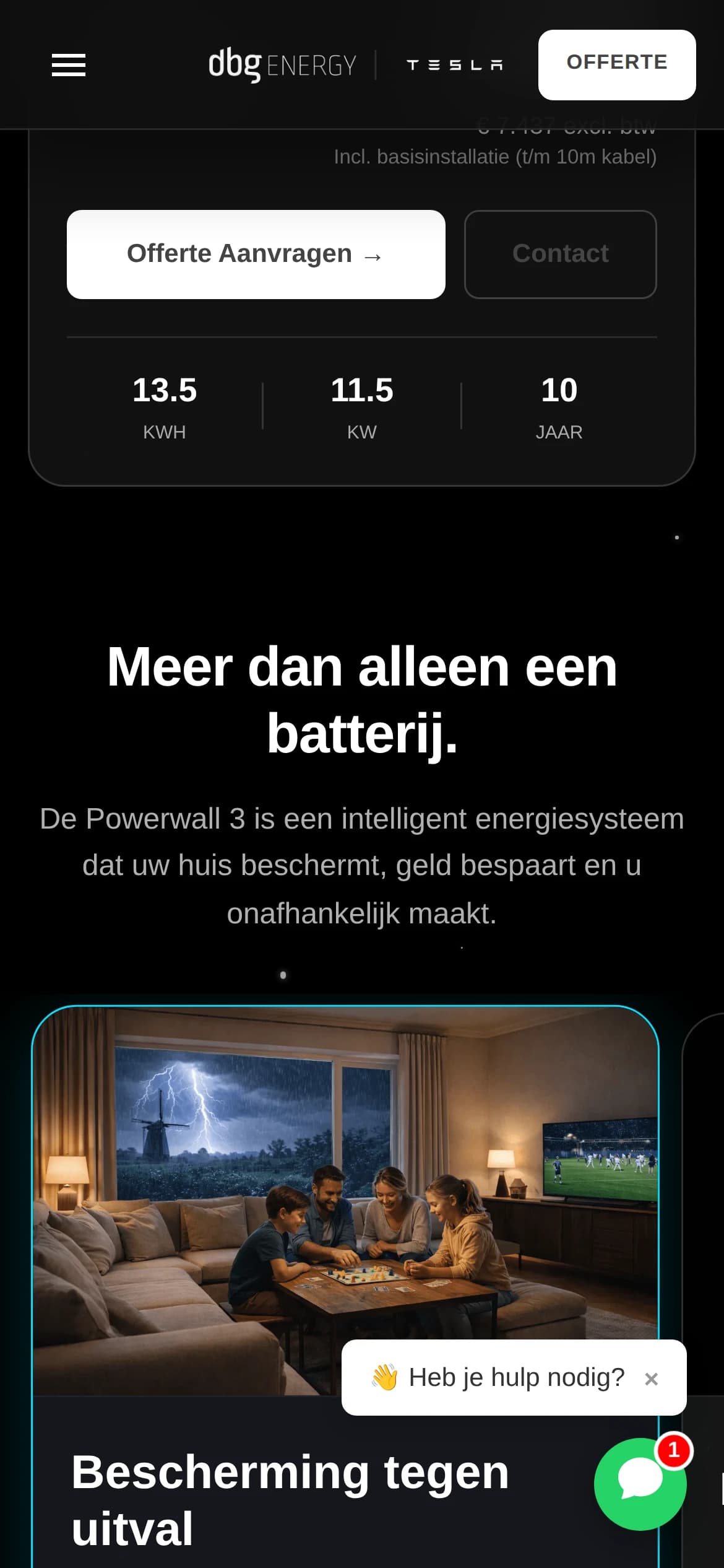 De landingspagina op een telefoon